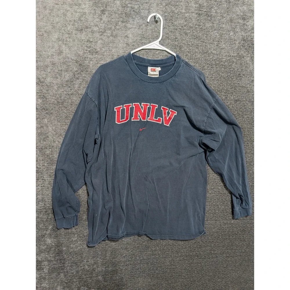 Nike Team UNLV Rebels Long Sleeve T-Shirt Mens XL Blue Vintage Collegiate Swoosh